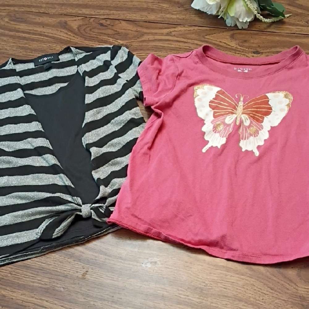🦋Girls Size 10/12 Bundle Pink Butterfly Kids T-Shirt